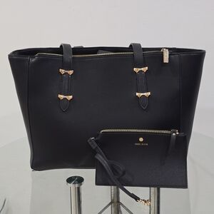 Spacious Anne Klein Black Tote with Gold Accents